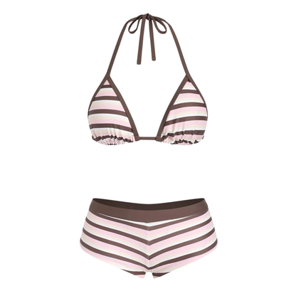 Brown Sugar® Striped Boyshort Bikini Set