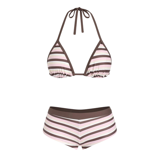Brown Sugar® Striped Boyshort Bikini Set