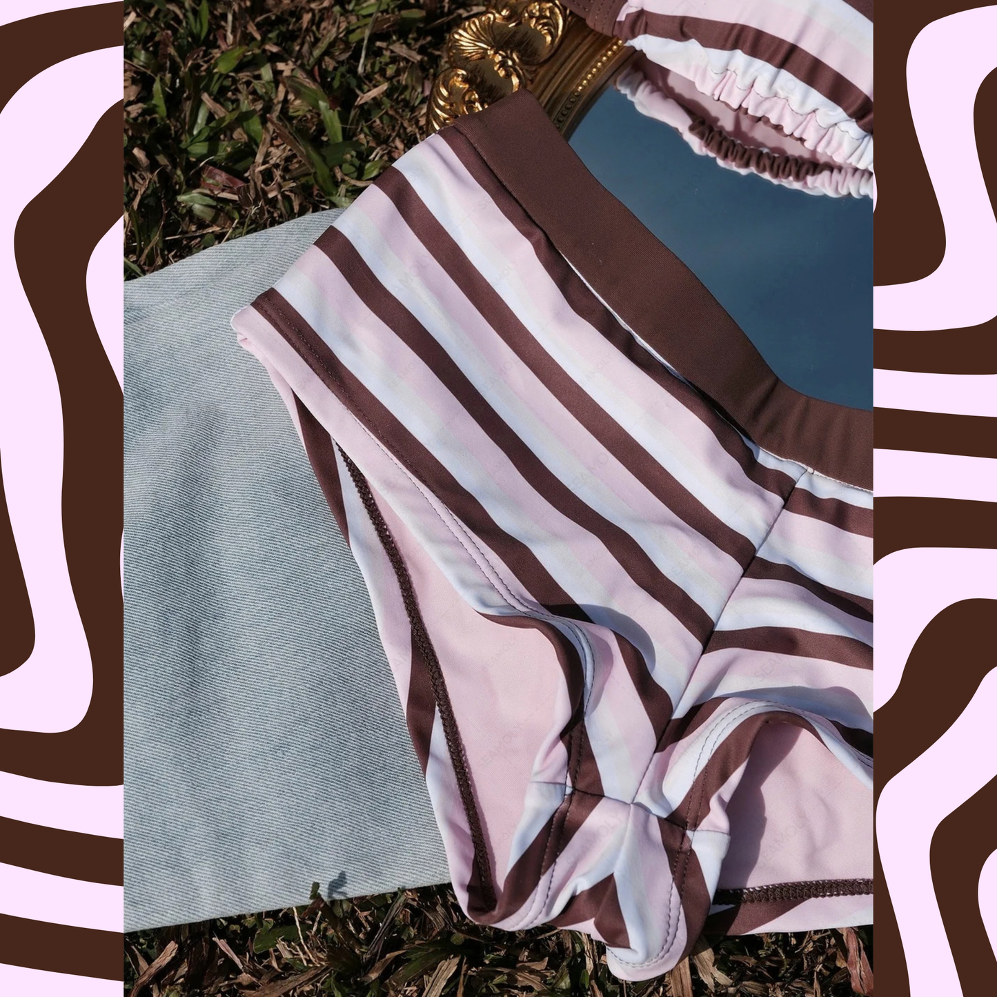 Brown Sugar® Striped Boyshort Bikini Set