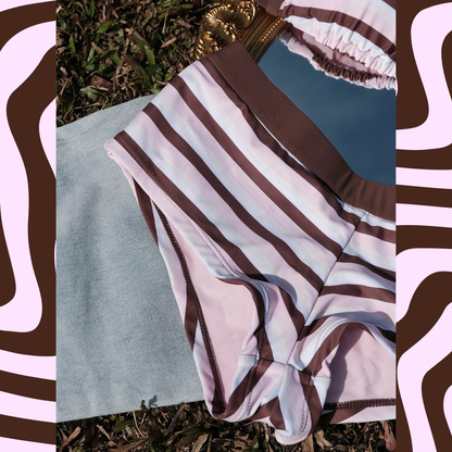 Brown Sugar® Striped Boyshort Bikini Set