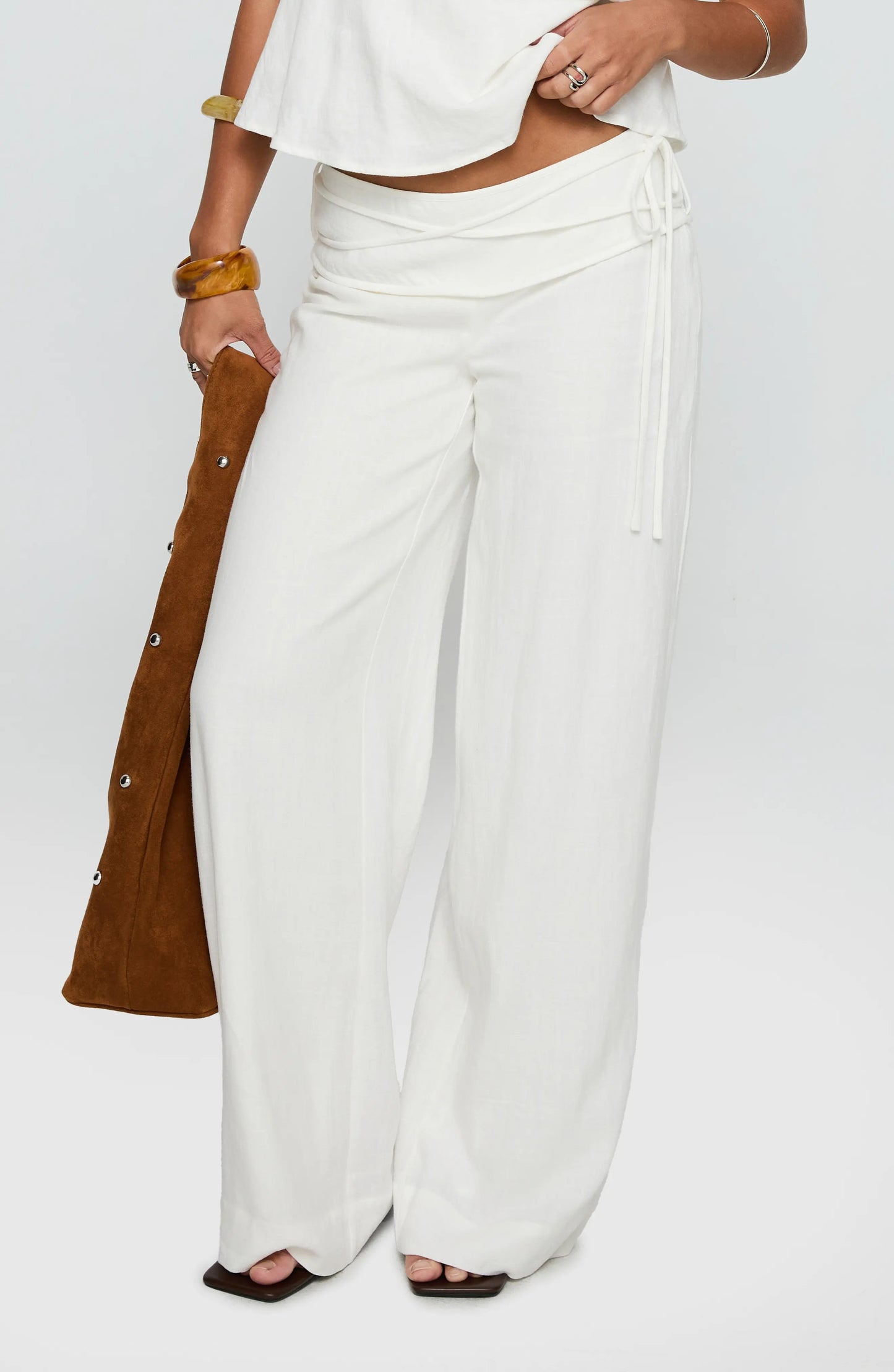 Gold Star® Tie Linen Blend Pants